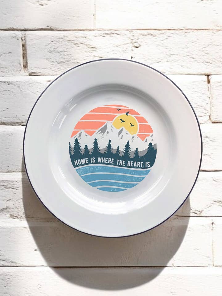 Thuis is waar het hart is, Decoratief Emaille Bord voor wholesale door Sovende Bjorn