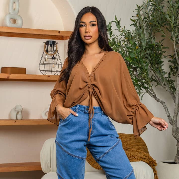 Isla chiffon ruched top and other Purchase Wholesale white chiffon fabric. Free Returns & Net 60 Terms on Faire trending on Faire.