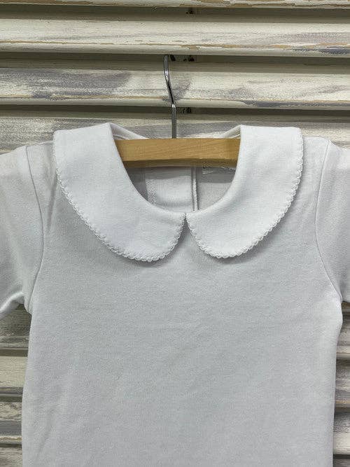 Short Sleeve Peter Pan Collar Bodysuit WITH Crochet for wholesale by Love That Cotton