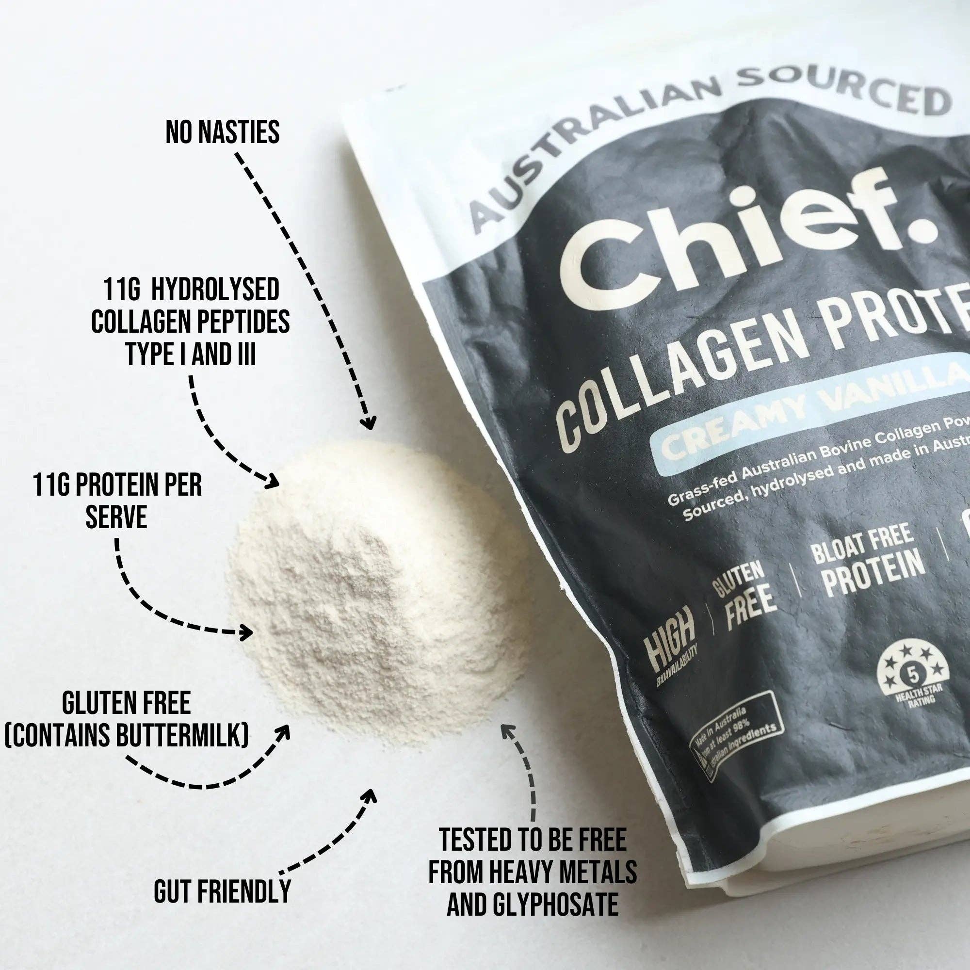 Chief Nutrition - Wholesale Protein/superfood powder - Grass-fed Collagen Protein Powder - Creamy Vanilla9