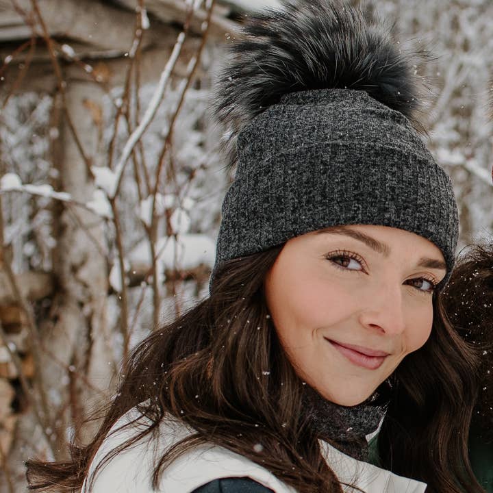 Jersey beanie with pom pom - Charcoal for wholesale by Flocon Sport