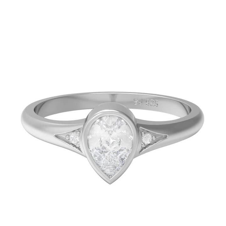 Anillo de moissanita en forma de pera de plata de ley 925 para mujer para venta al por mayor de Star Joya