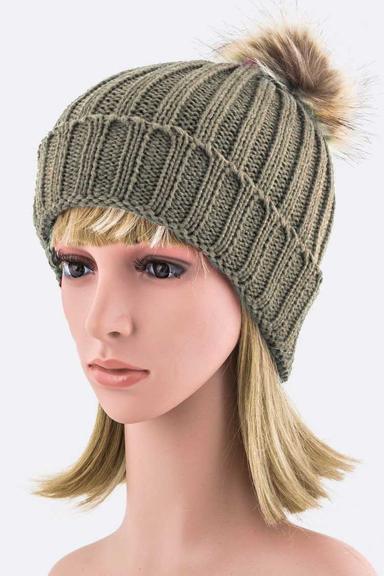 Artini Accessories - Wholesale Beanie - Women's - Detachable Fur Pom Fashion Beanie9