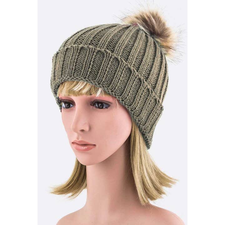Artini Accessories - Wholesale Beanie - Women's - Detachable Fur Pom Fashion Beanie9