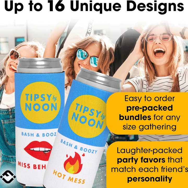 Funky Junque - Wholesale Drink Huggers & Koozies - Bachelorette Slim Can Cooler Set - 4 Pack (Club)4