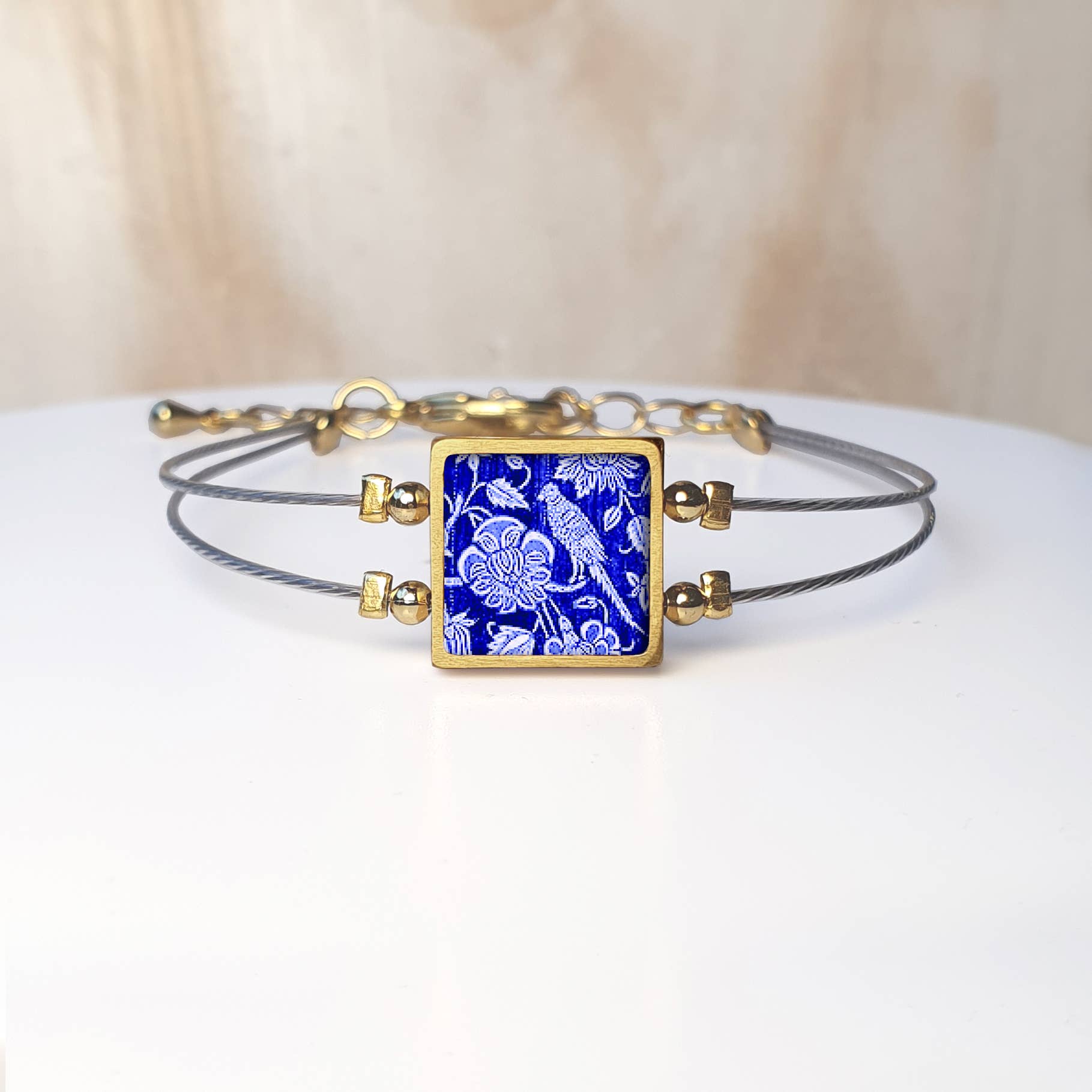 Noa Jewellery - Wholesale Charm/Dangle Bracelet - Framed Square Ceramic Bracelet, Gold Plated Stainless Steel6