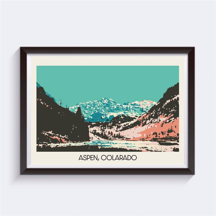 Aspen, Colorado Postkort Style Travel Print - 6 størrelser for engroshandel hos 2 Sisters