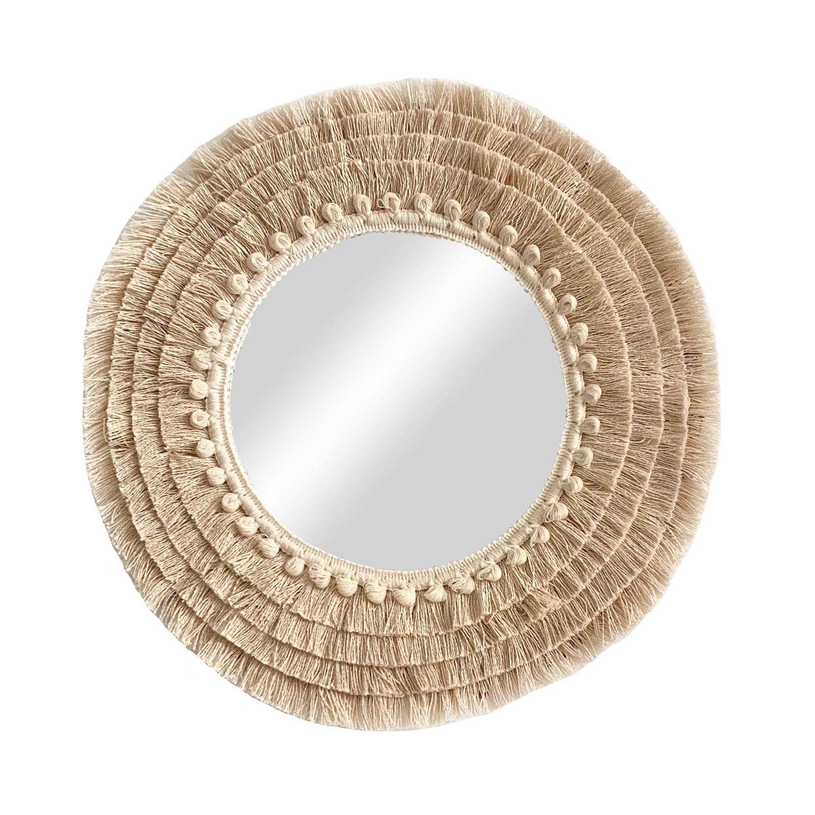 Geometrik Design - Wholesale Wall Stone - Round Wall Mirror With Cotton Fringe Boho Decor3
