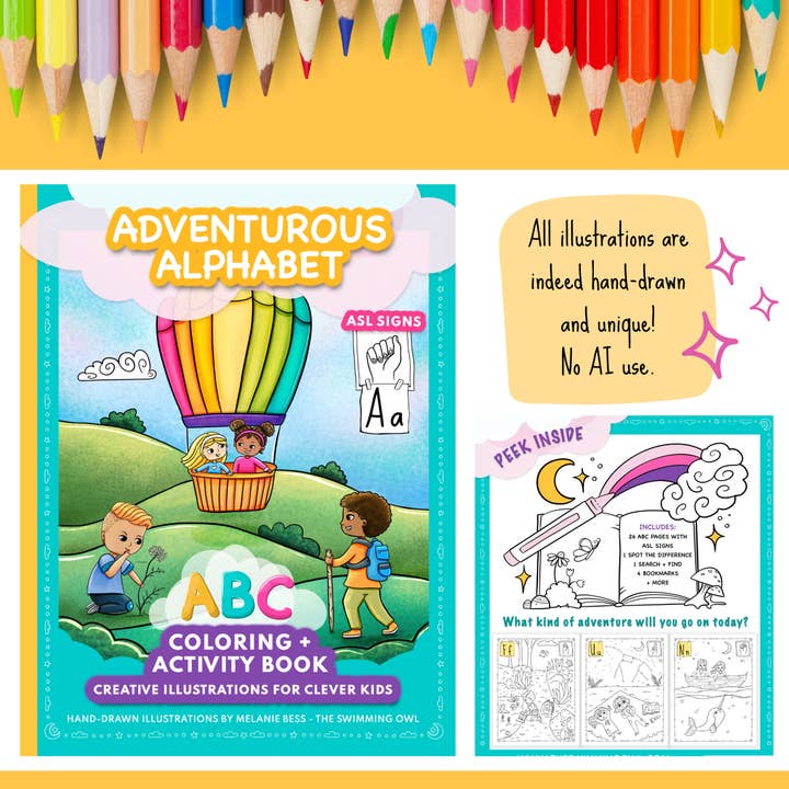 The Swimming Owl - Wholesale Coloring & Activity Book - Kids & Baby - Adventurous Alphabet ABC Coloring + Activity Book For Kids2