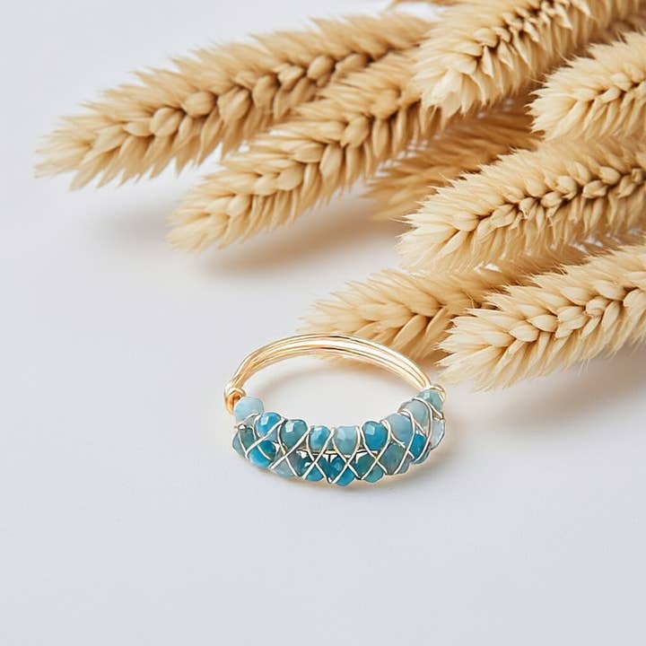 Anello Pietra Apatite Blu per la vendita all'ingrosso da parte di Produtos Namasté
