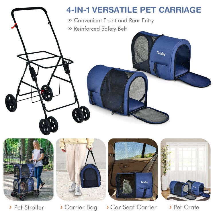 Furr-Baby Gifts - Wholesale Pet Carrier - Cat/Dog - 4-in-1 Double Pet Stroller with Detachable Carrier and Trave16