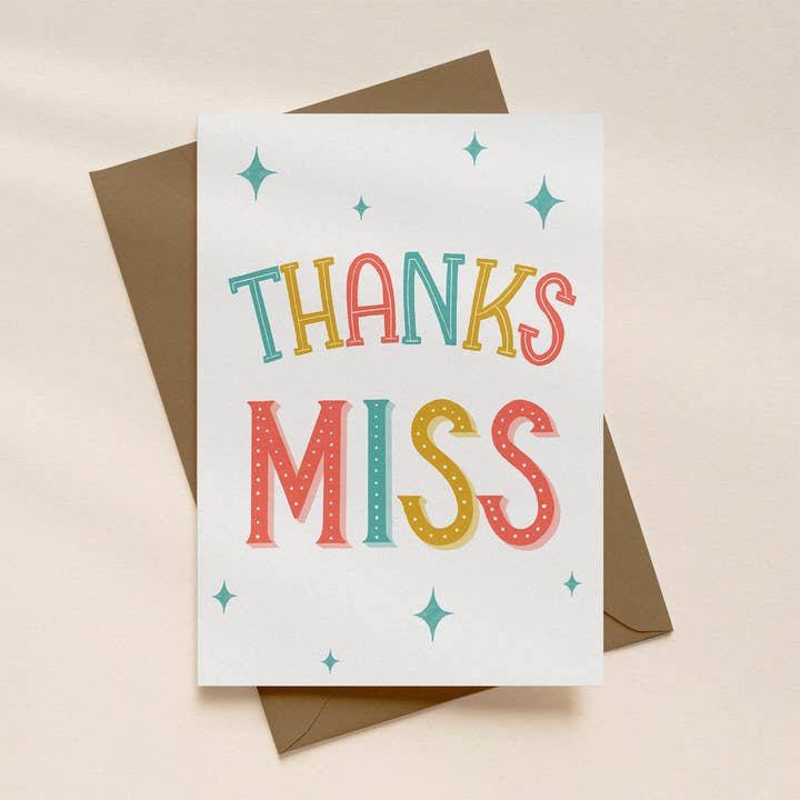 Contemporary Thank You Teacher Card Thanks Miss for wholesale by Silky Rose Design