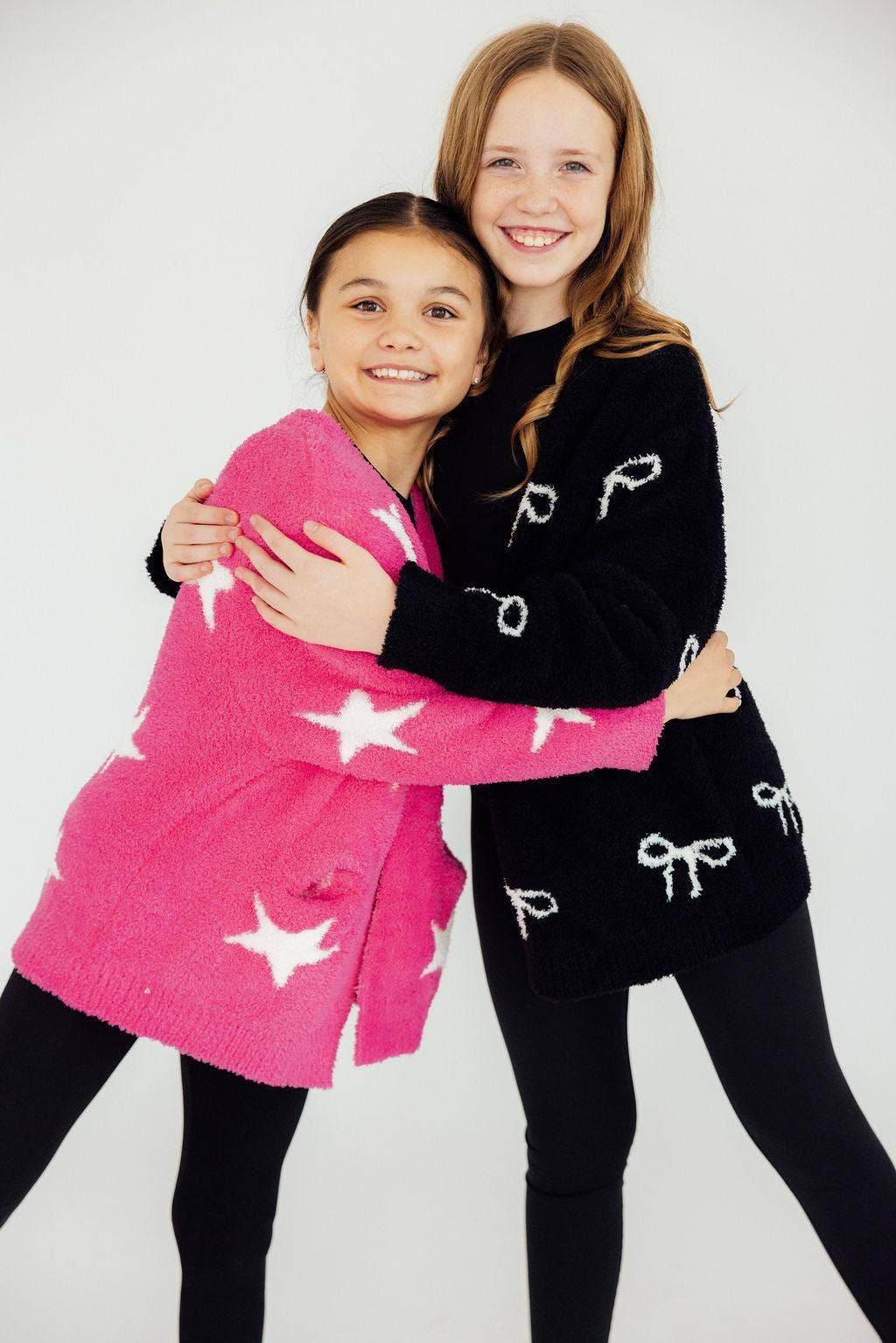Mila & Rose - Wholesale Cardigan - Kids - Black/Coconut Bow Cozy Cardigan1