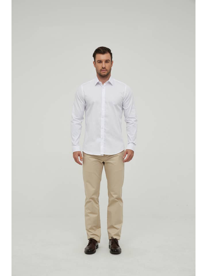Yves Enzo - Wholesale Button Down Shirt - Men's - White shirt slim fit2