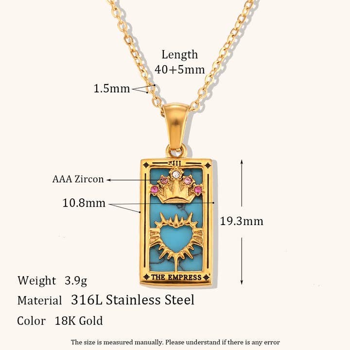 alberalkirk - Wholesale Pendant/Charm Necklace - Rectangular Tarot Enamel Pendant Steel Gold Crystal S5P2272