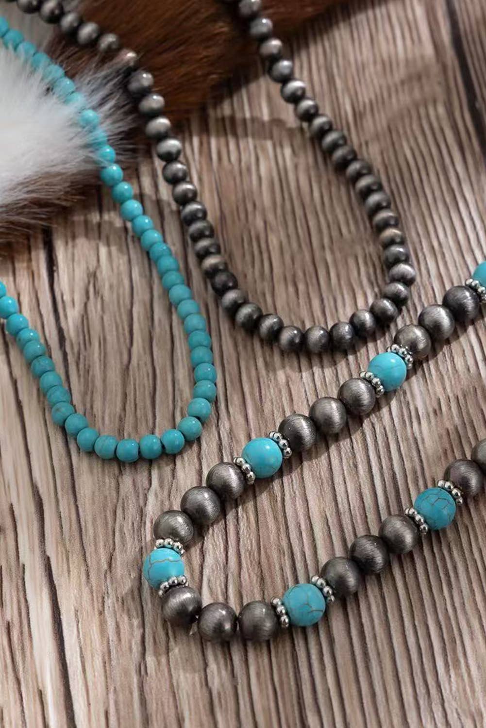 Black Western 3pcs Turquoise Beading Retro Necklace Set for wholesale on Faire3
