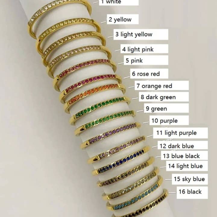 MeloMelo - Wholesale Multi-Stone Ring - Rimini - Dainty Multi-Colour Gold Stacking Rings