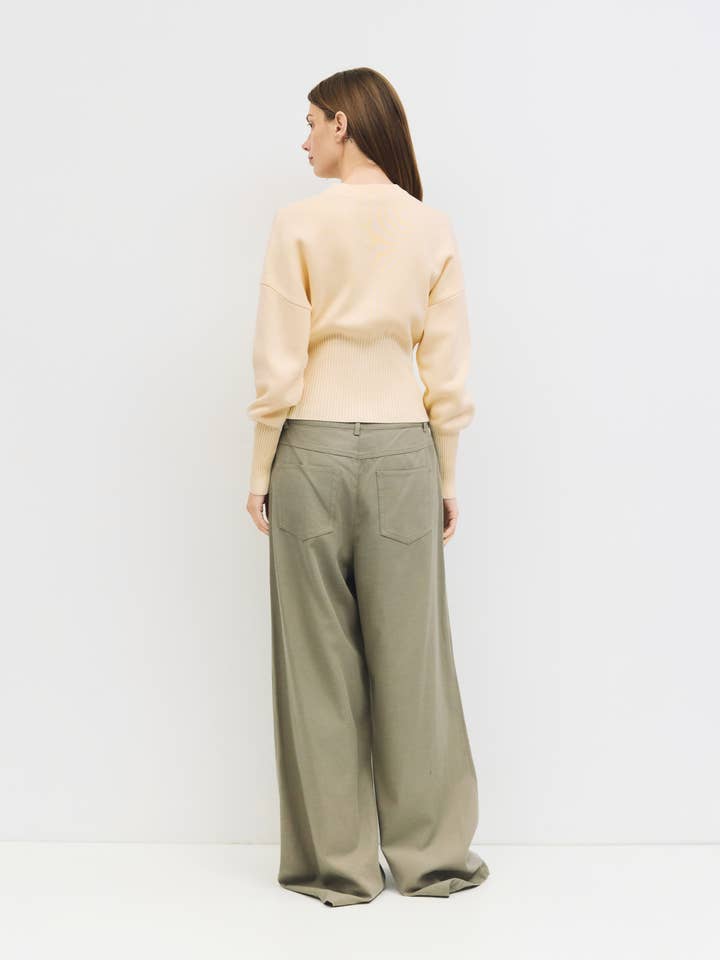 MOD REF - Wholesale Blouse - Women's - The Rosaline Top | Button-Down Knit Blouse with Ribbed Waist2