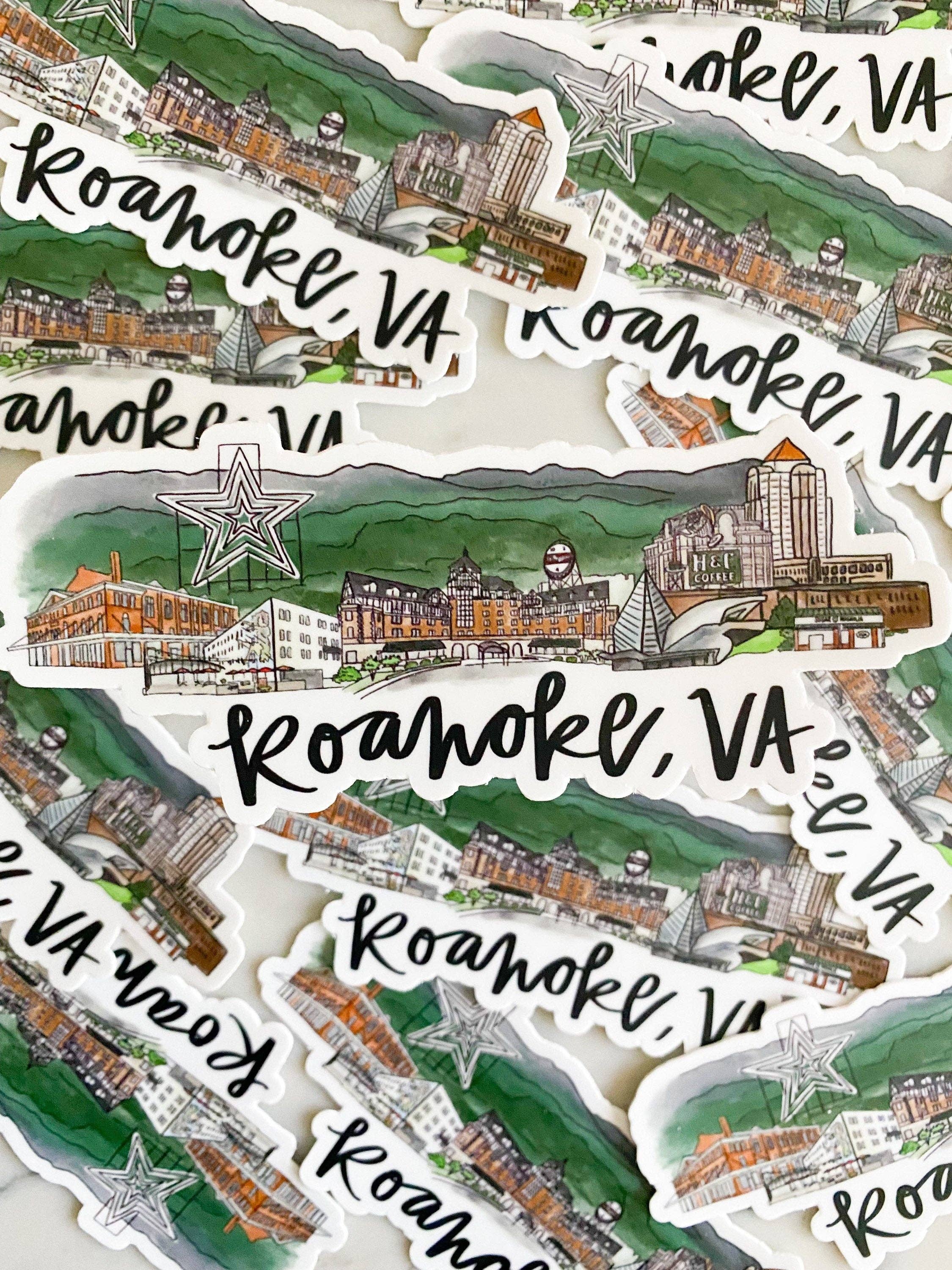 Thirteenwinks - Vente Autocollant - Autocollant Roanoke Virginia Skyline, grand 5 pouces x 2 pouces1