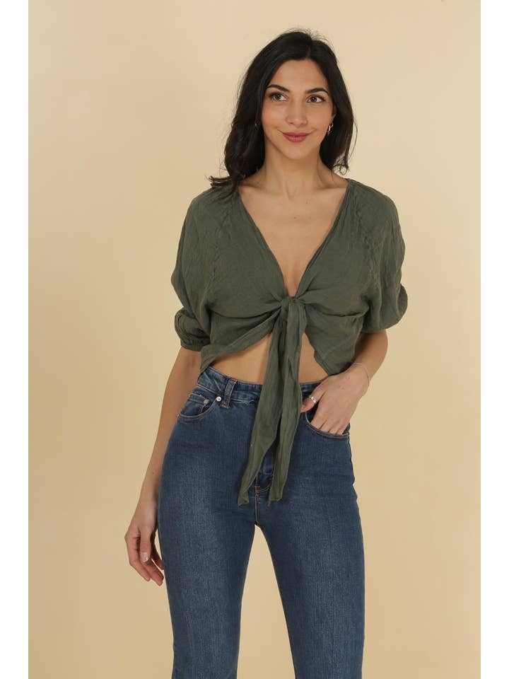 la maison des fibres naturelles - Wholesale Blouse - Women's - Linen wrap top 621286 100% linen