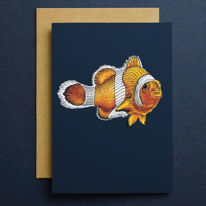 Clownfish Greeting Card * Fish Card * Animal Cards * Art for wholesale by Some Ink Nice