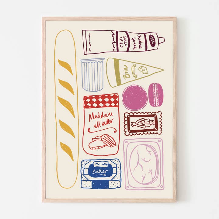 French Pantry Food Wall Art Print for wholesale by P's Emporium