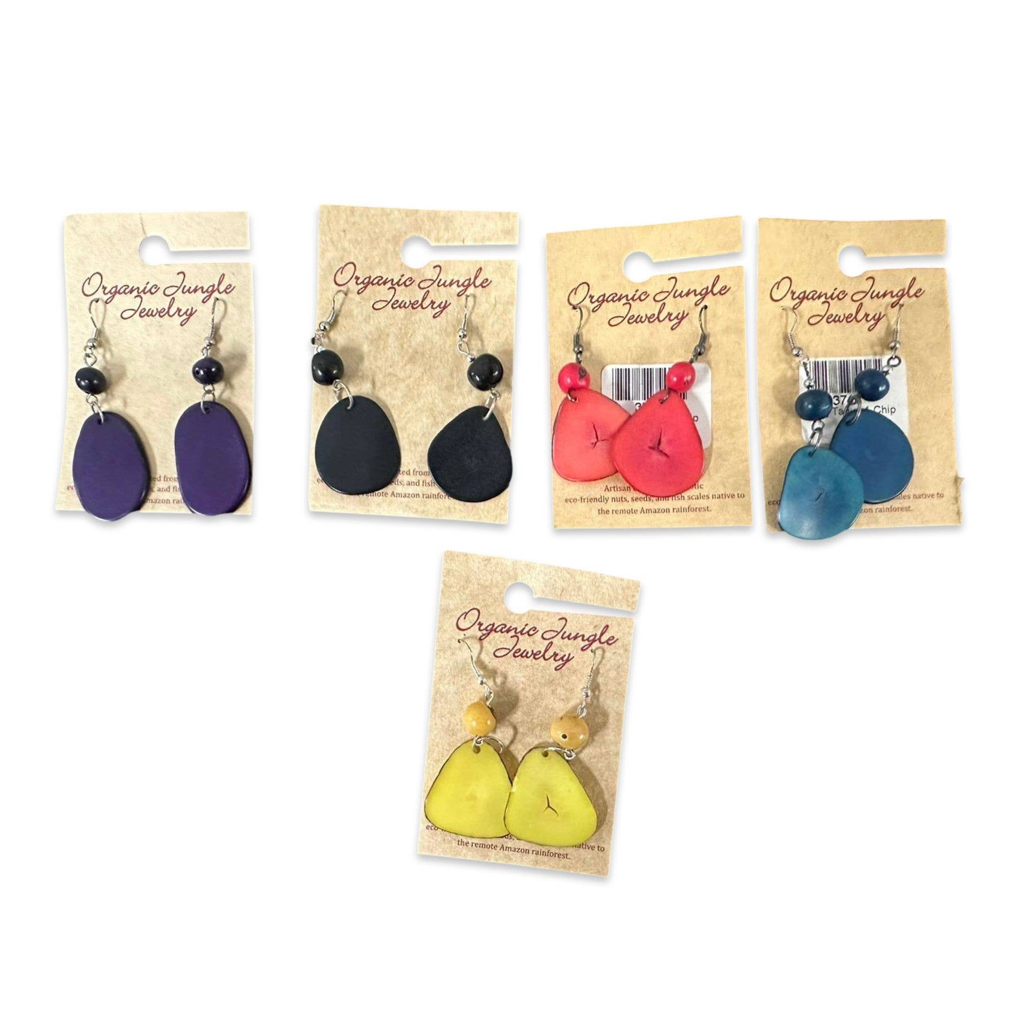 Sanyork Fair Trade - Wholesale Hangende/ronde oorbellen - Handgemaakte Amazon Tagua oorbellen met enkele plak uit Peru1