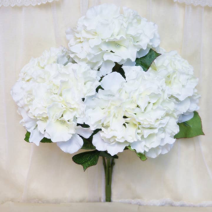 Sweet Home Deco - Wholesale Artificial flowers - 18" Super Soft Silk Hydrangea Artificial Flower Bush White3