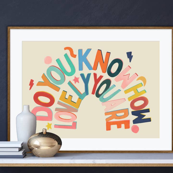 How Lovely, Typography, Body Positive, Affirmation, Kids Bed for wholesale by Kate Fox Design