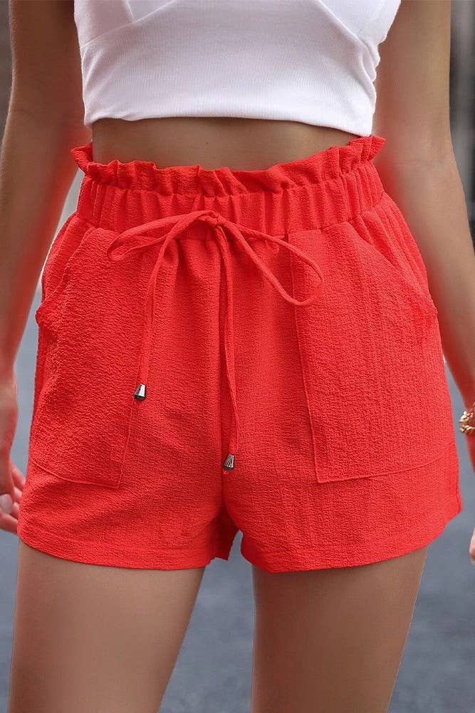 UNISHE – Calções – Mulher por atacado – Shorts Primavera Verão Liso Elast com Bolsos de Cintura AXR0824