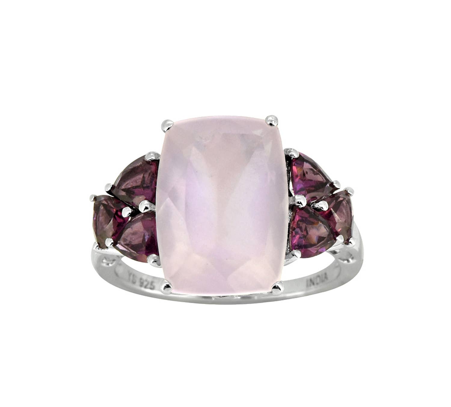 Tiramisu - Vendita all'ingrosso Anelli di fidanzamento - anello di fidanzamento in argento sterling 925 con granato di quarzo rosa2