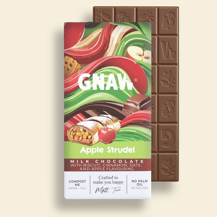 Apple Strudel Milk Chocolate for wholesale by GNAW Chocolate