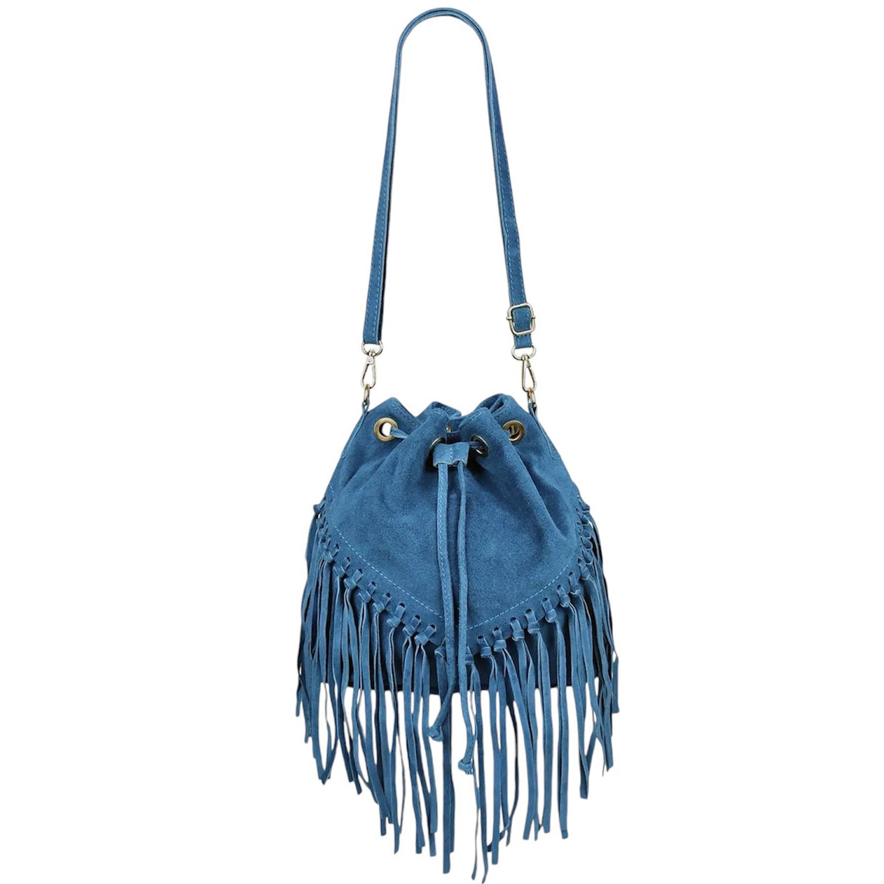 MODARNO - Vente Sac porté épaule – femme - Sac en daim Modarno à franges 26x13x26 cm10