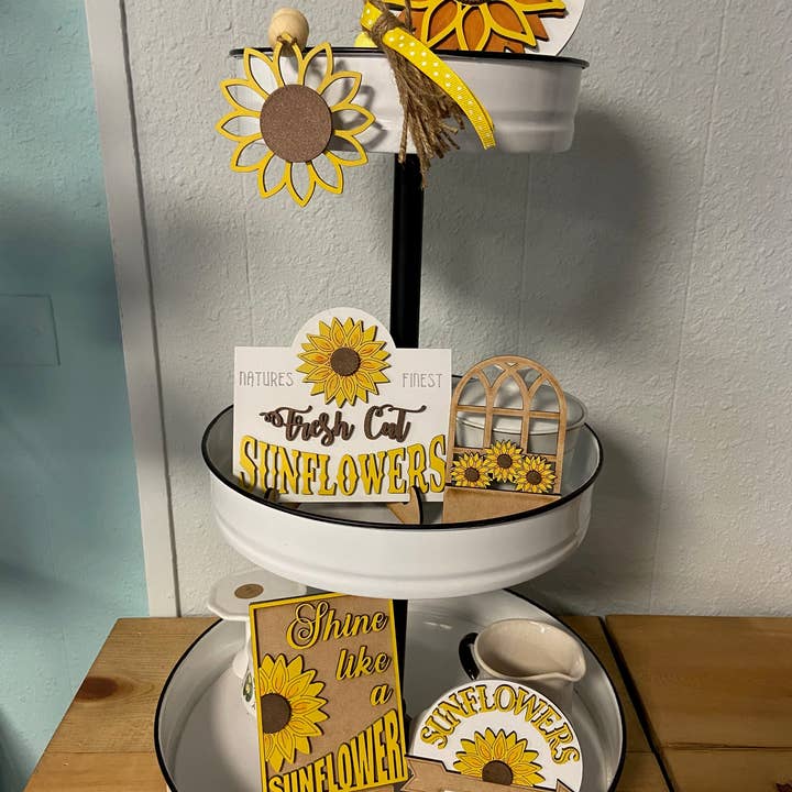 Sunflower Tier Tray signs for wholesale by Thompsons Handmade Country LLC