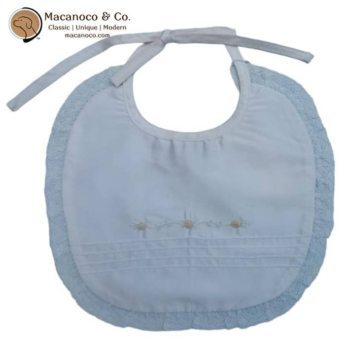 Embroidered Pintuck Lace Silk Bib for wholesale by Macanoco and Co.