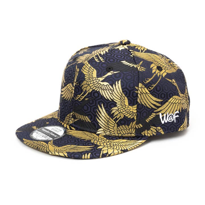 Black gold crane CAP for wholesale by Kimono Cap