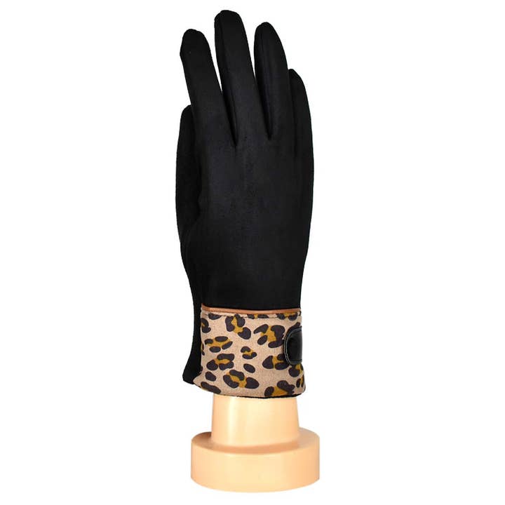 Taylor Hill Scarves & Co - Wholesale Gloves – Women's - THSG1053: Black: Leopard Tips Gloves1