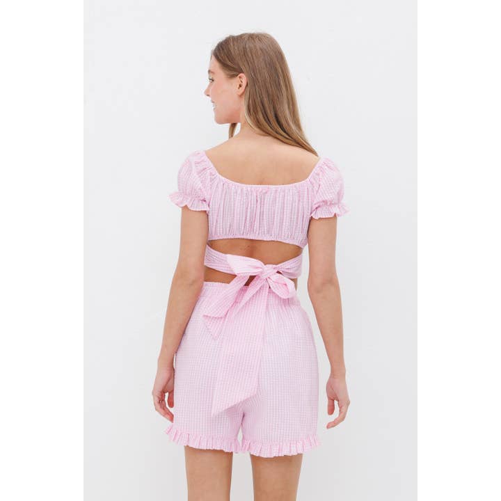 Sweet Generis - Wholesale Shorts - Women's - RUFFLED GINGHAM SHORTS WITH TIE10