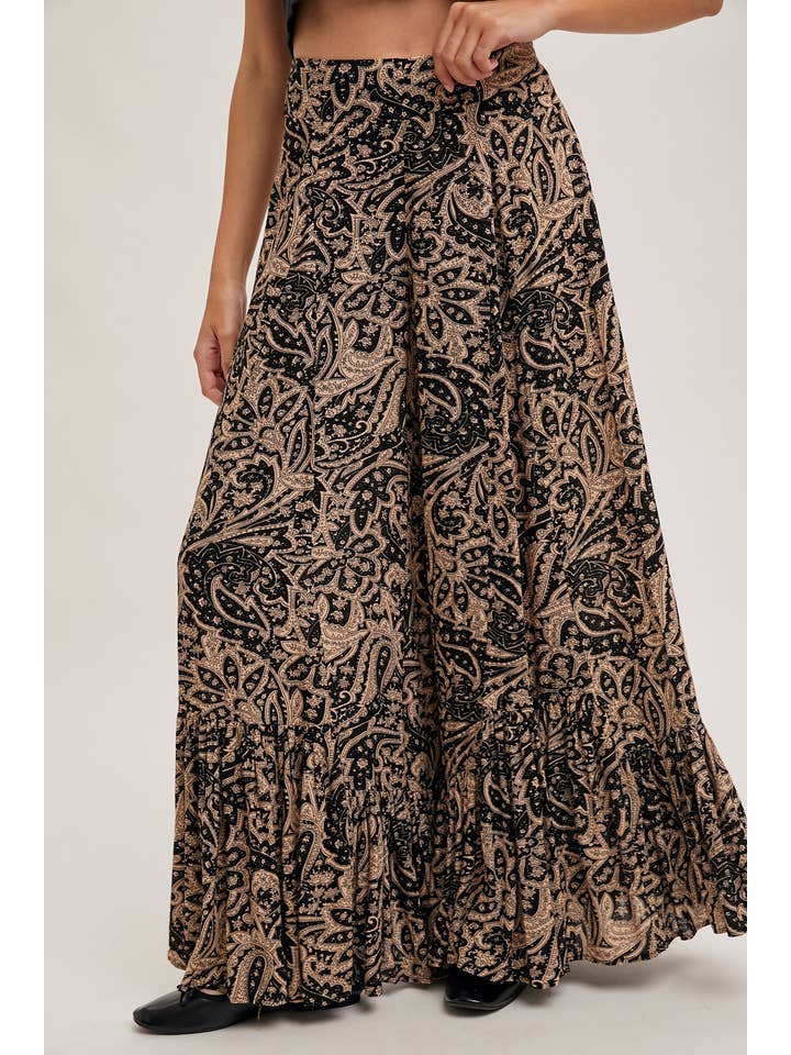 Bluivy - Wholesale Pants - Women's - PAISLEY PRINT WIDE RUFFLED PANTS12