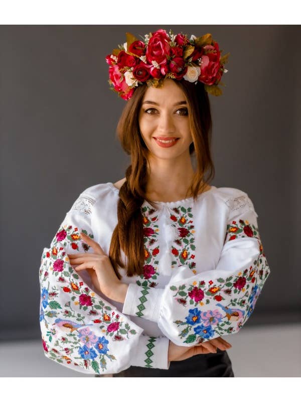 Art Lev – Großhandel Bluse – Damen – Bestickte Boho-Bluse aus Baumwolle für Damen, bunte Vögel