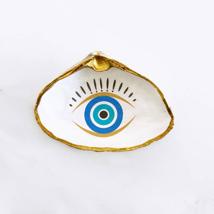 Adori Designs - Wholesale Jewelry Dish - Evil Eye Protection Eye Trinket Clam Shell Ring Dish2
