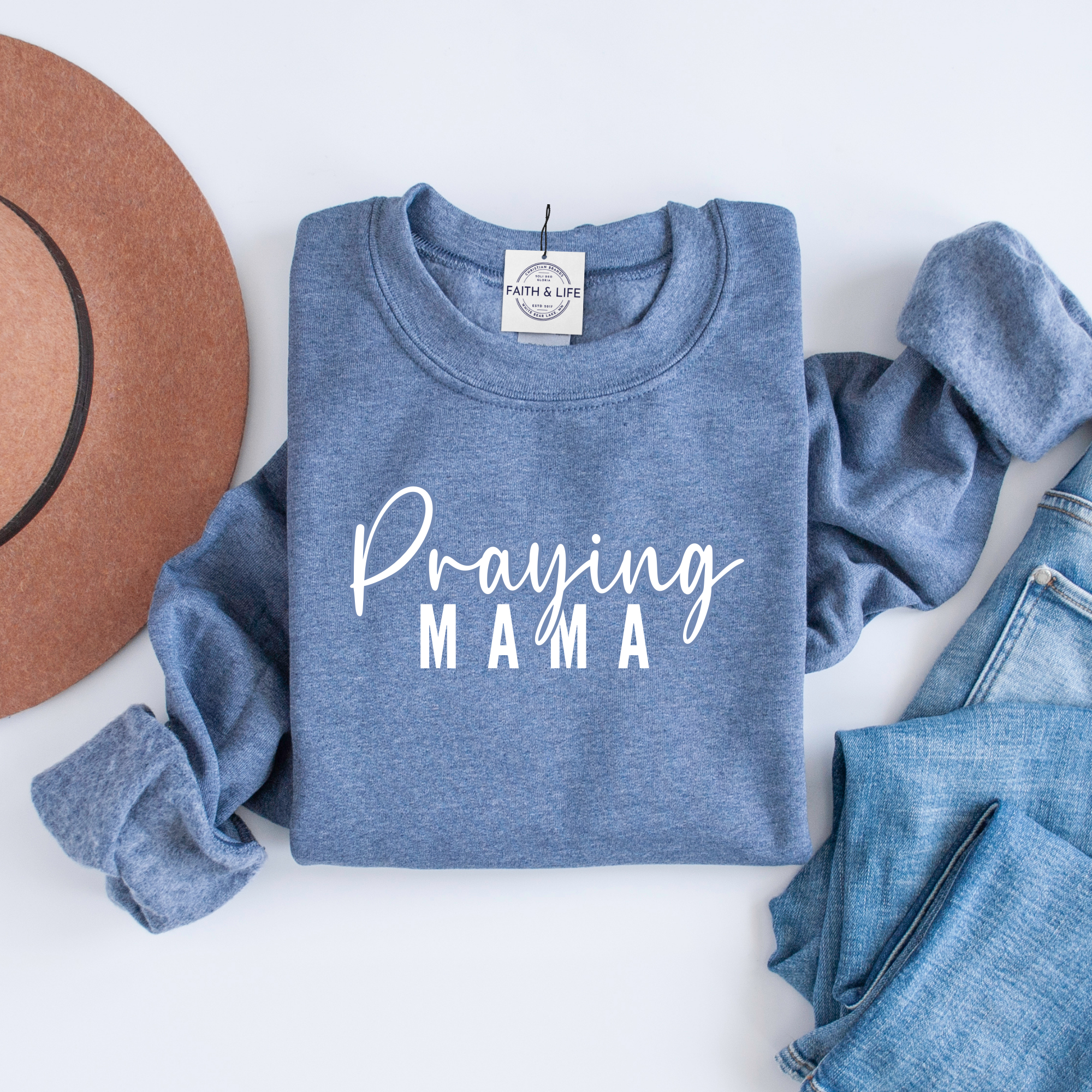 Faith & Life Christian Brands - Wholesale Graphic Sweatshirt - Women's - Praying Mama Mothers Day Christian Crewneck Sweatshirt3
