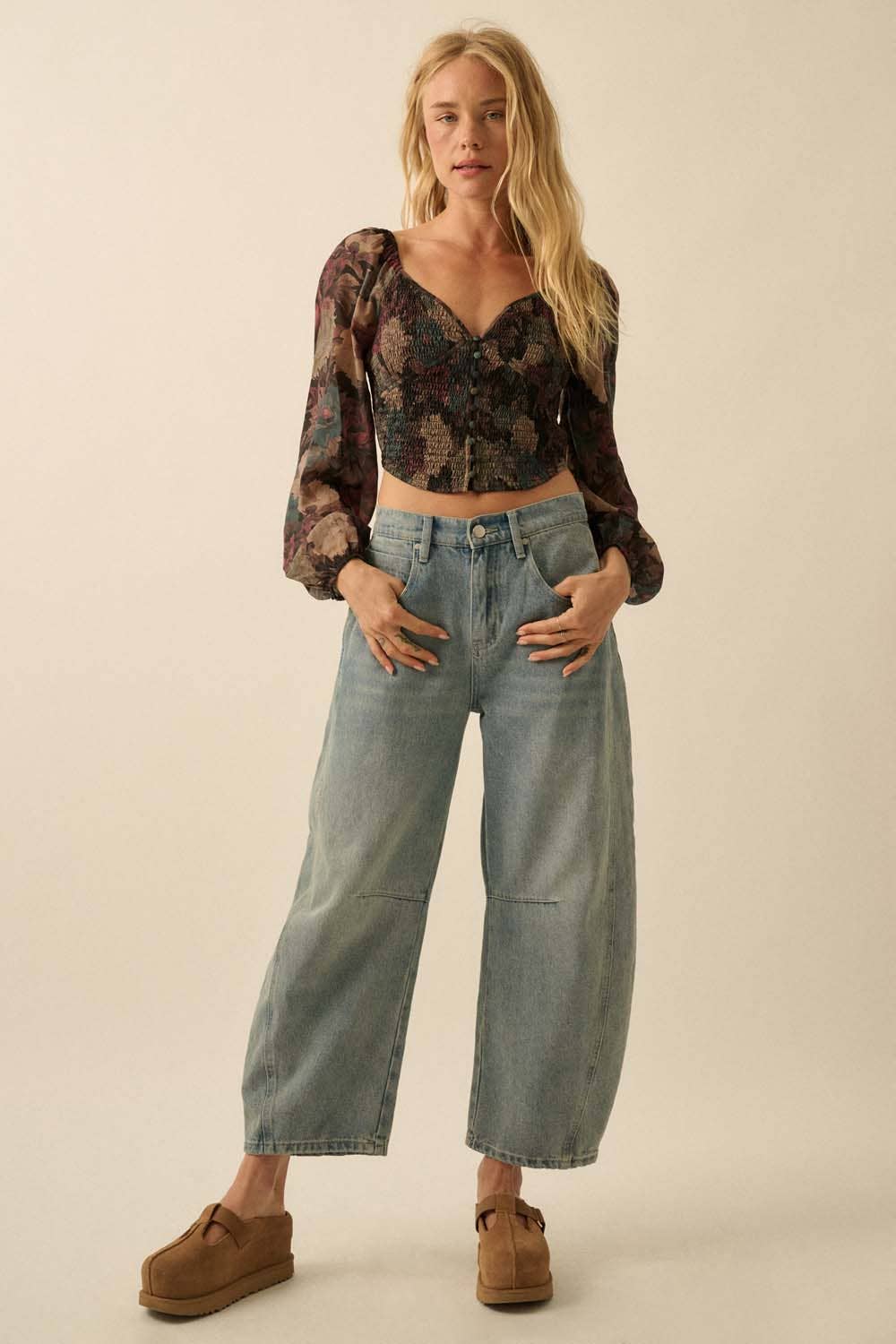 Promesa USA - Wholesale Blouse - Women's - Floral-Print Smocked Sweetheart Corset Peasant Top9