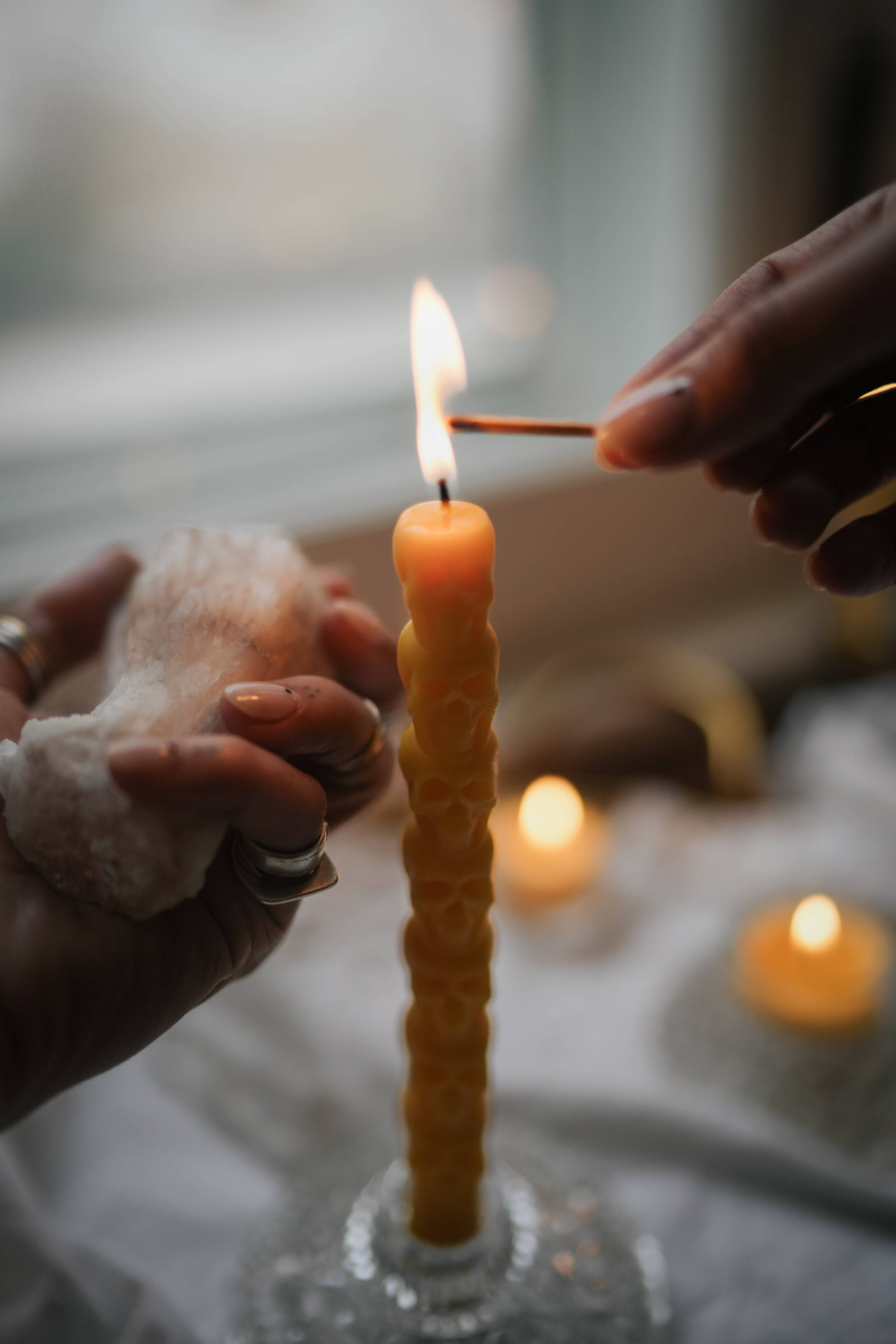 Slow Burn - Wholesale Tapered Candle/Candlestick - Scully - Beeswax Skull Taper Candle3