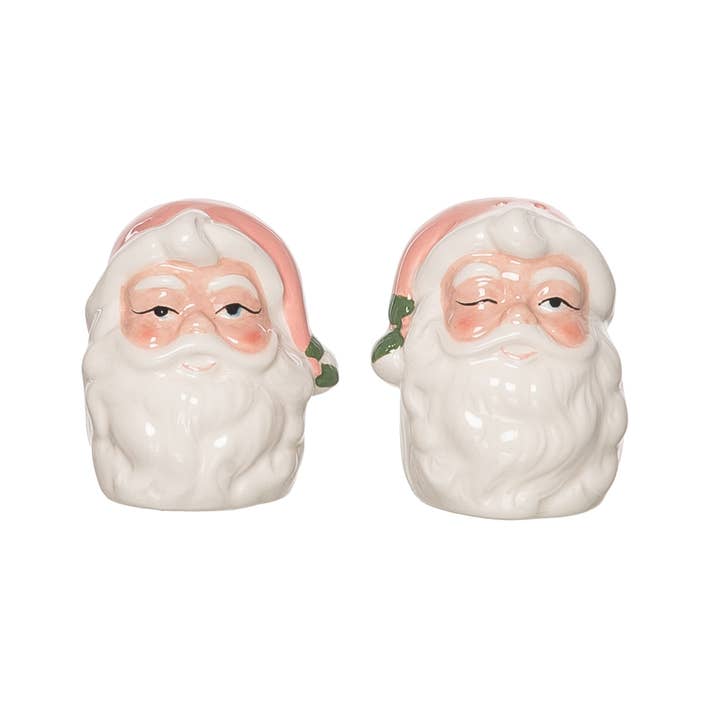 Transpac - Wholesale Salt & Pepper Shaker Set - SALE Dol Pink Vintage Santa S/P S/2
