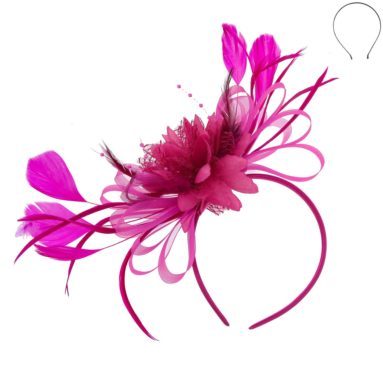 SP Sophia Collection - Wholesale Fascinator Hat - Women's - Floral Fascinator Headband w/ Side Loops & Feathers4