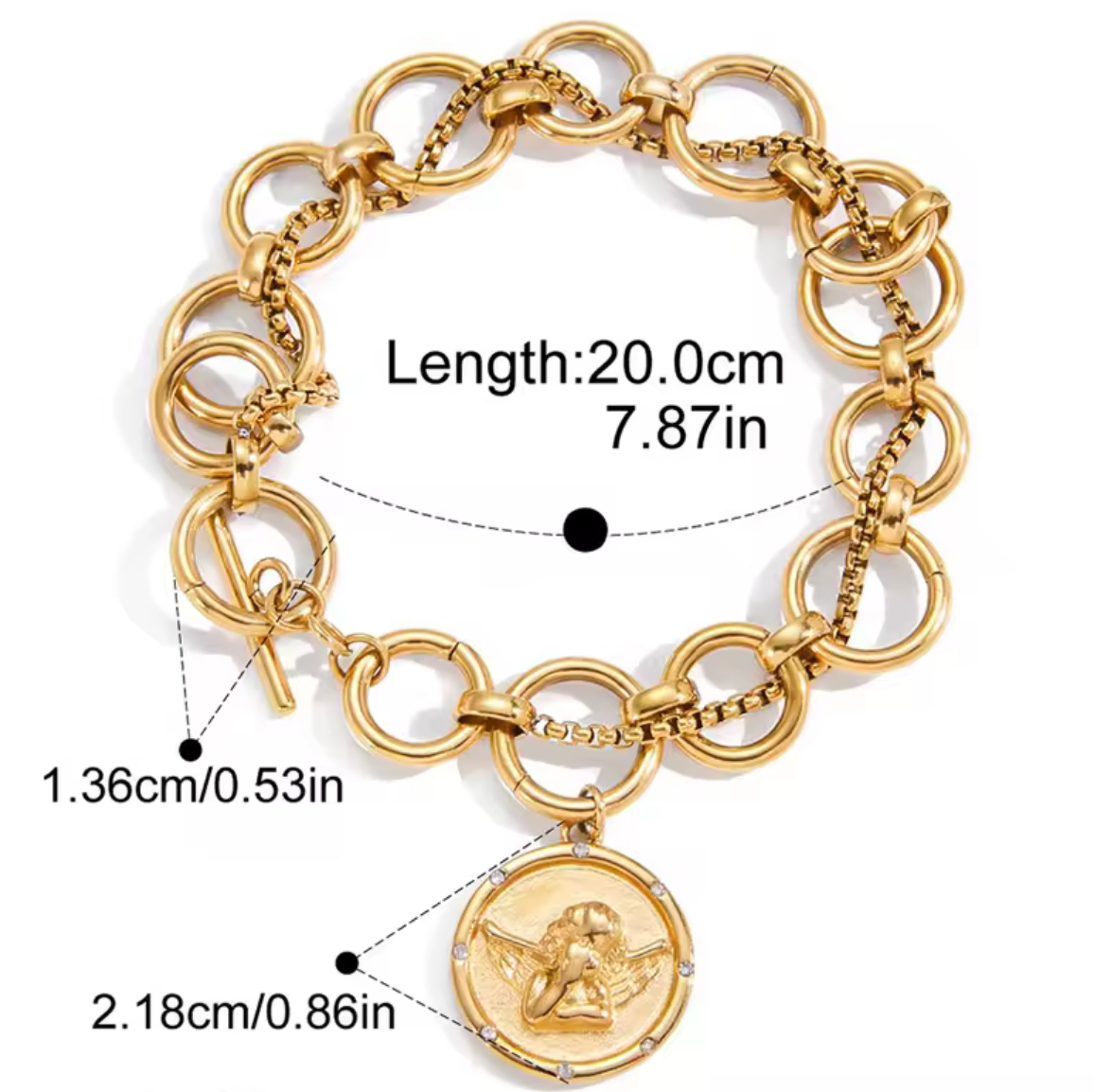 HoopLa – wholesale Berlockarmband – Cleo Coin Charm Armband 14K Guld & Silver-Vattentät3