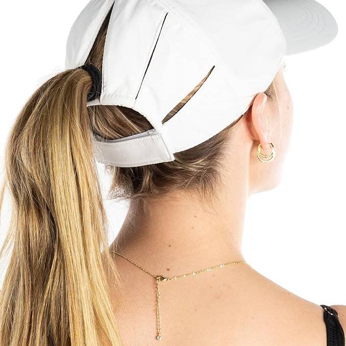 Funky Junque - Wholesale Ponytail cap – Women’s - 100% Polyester Sunshine Messy Bun High Ponytail Hat - White0