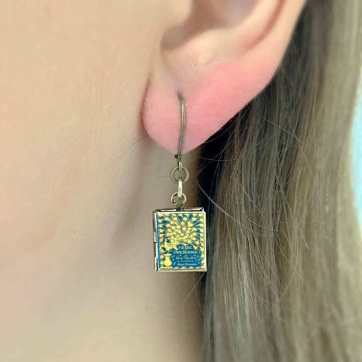 Marshall and Rose - Wholesale Dangle Earrings - Earrings Book Locket Pride and Prejudice - Vintage Peacock