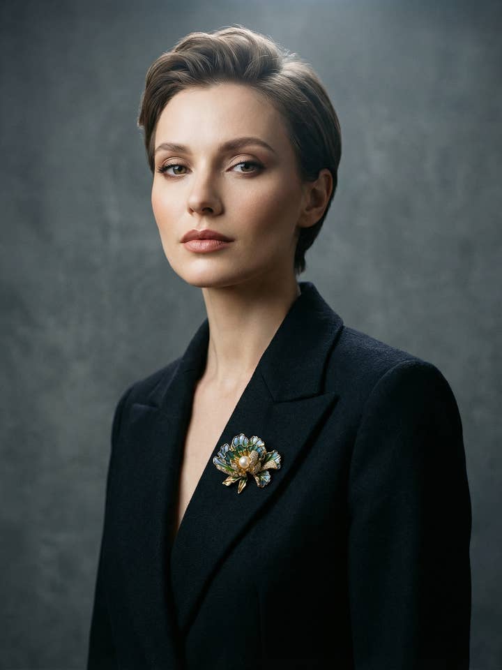 Equilibrio Flower Brooch for wholesale by PHOEBE´S